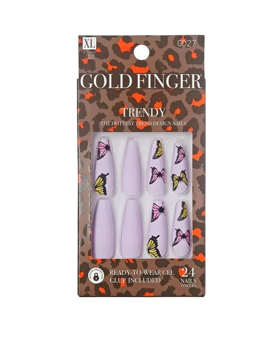 Gold Finger Gel Glam Nails Trendy - Image 6