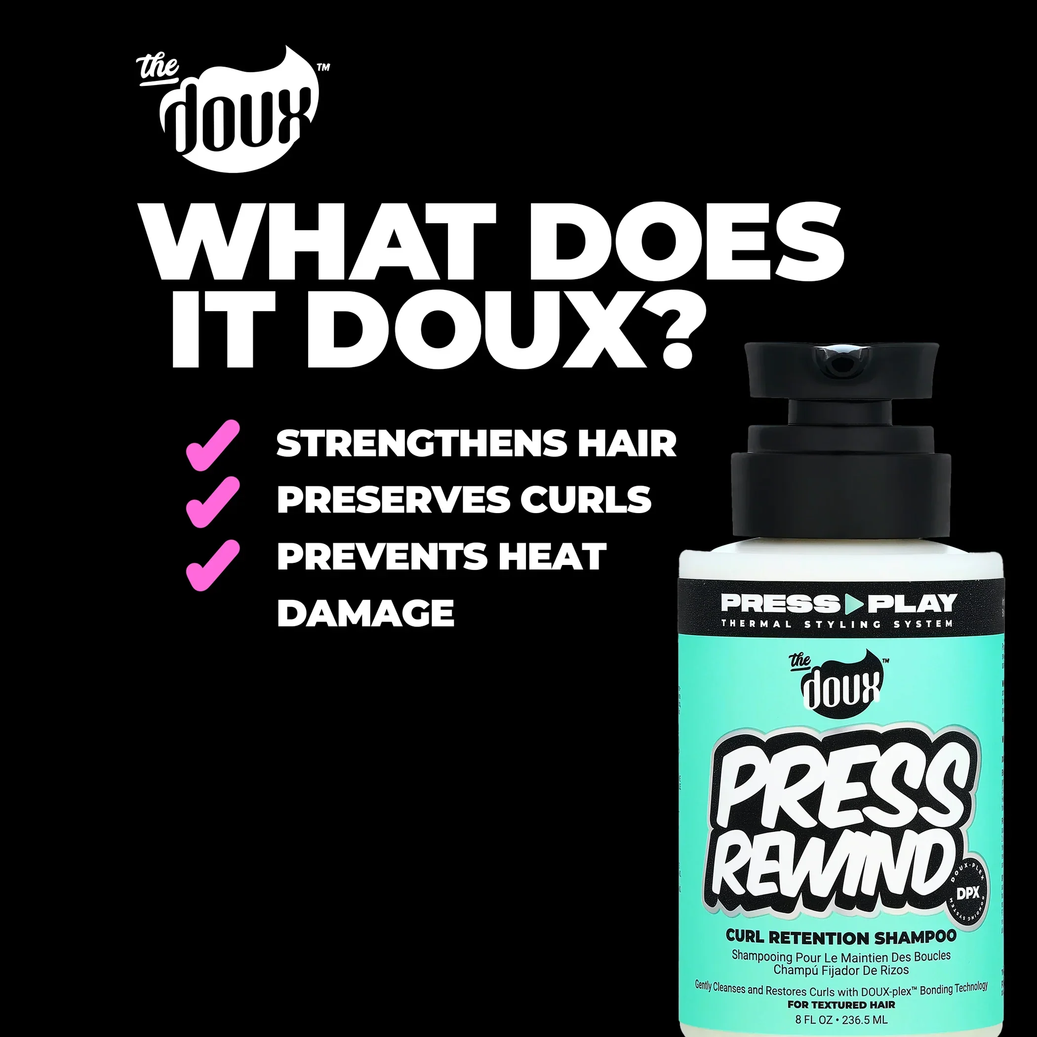 The Doux Press Rewind Curl Retntion Shampoo 8 oz - Image 4